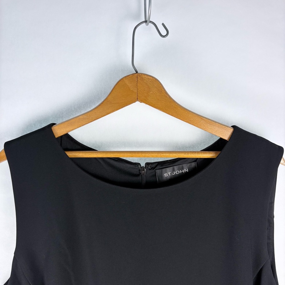 St. John Black Knit Dress with Silk Lining Size 14 - Picture 6 of 9